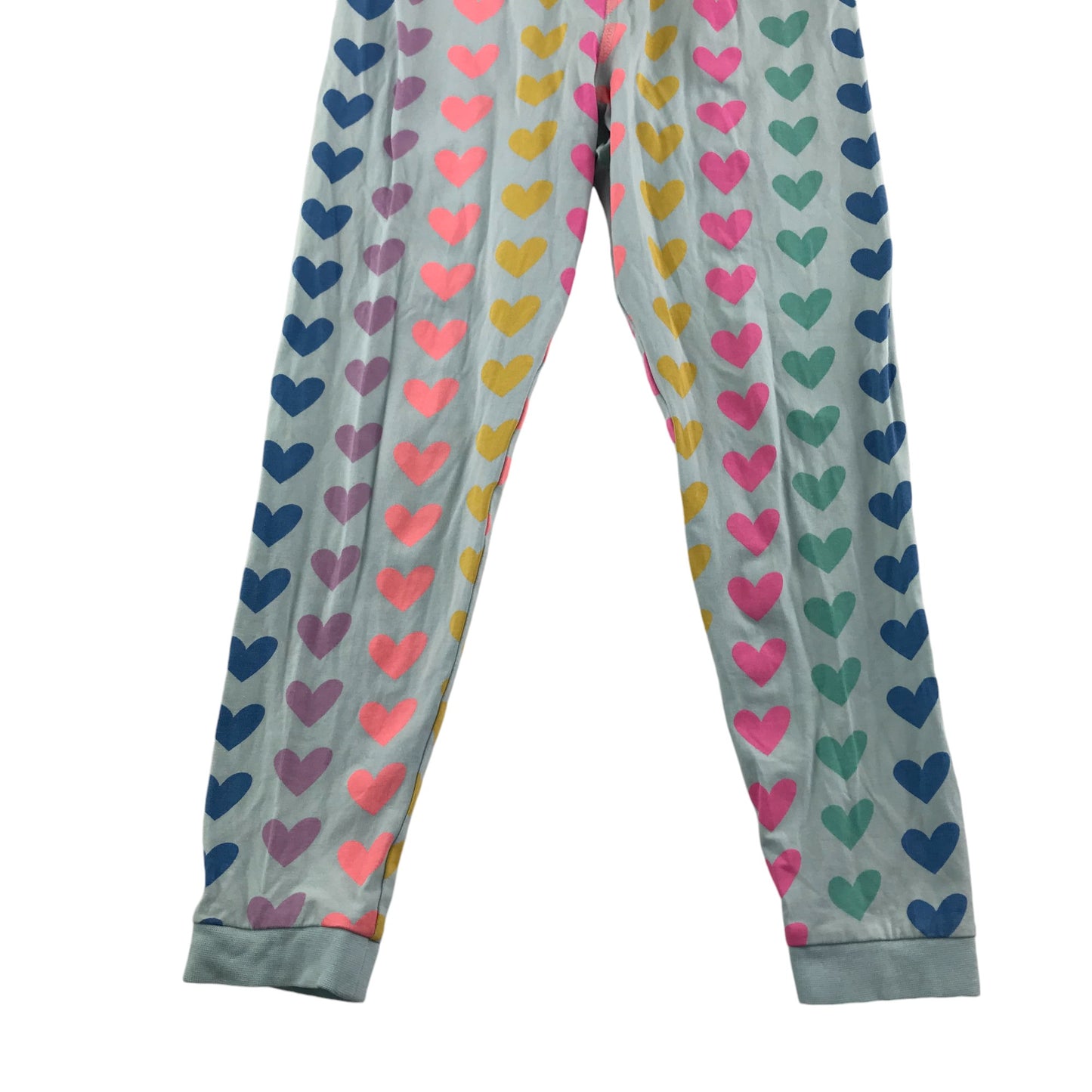 M&S pyjama set 5-6 years light blue with multicolour love hearts