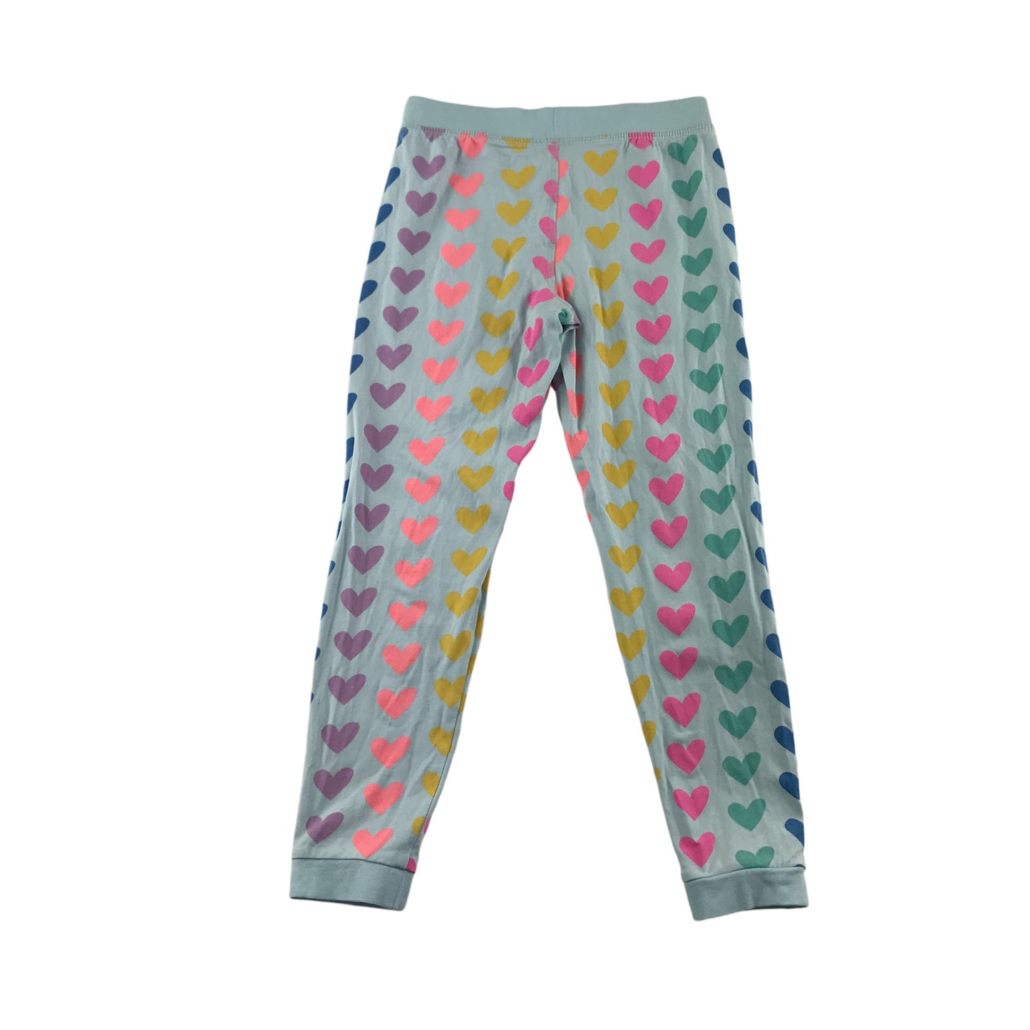 M&S pyjama set 5-6 years light blue with multicolour love hearts