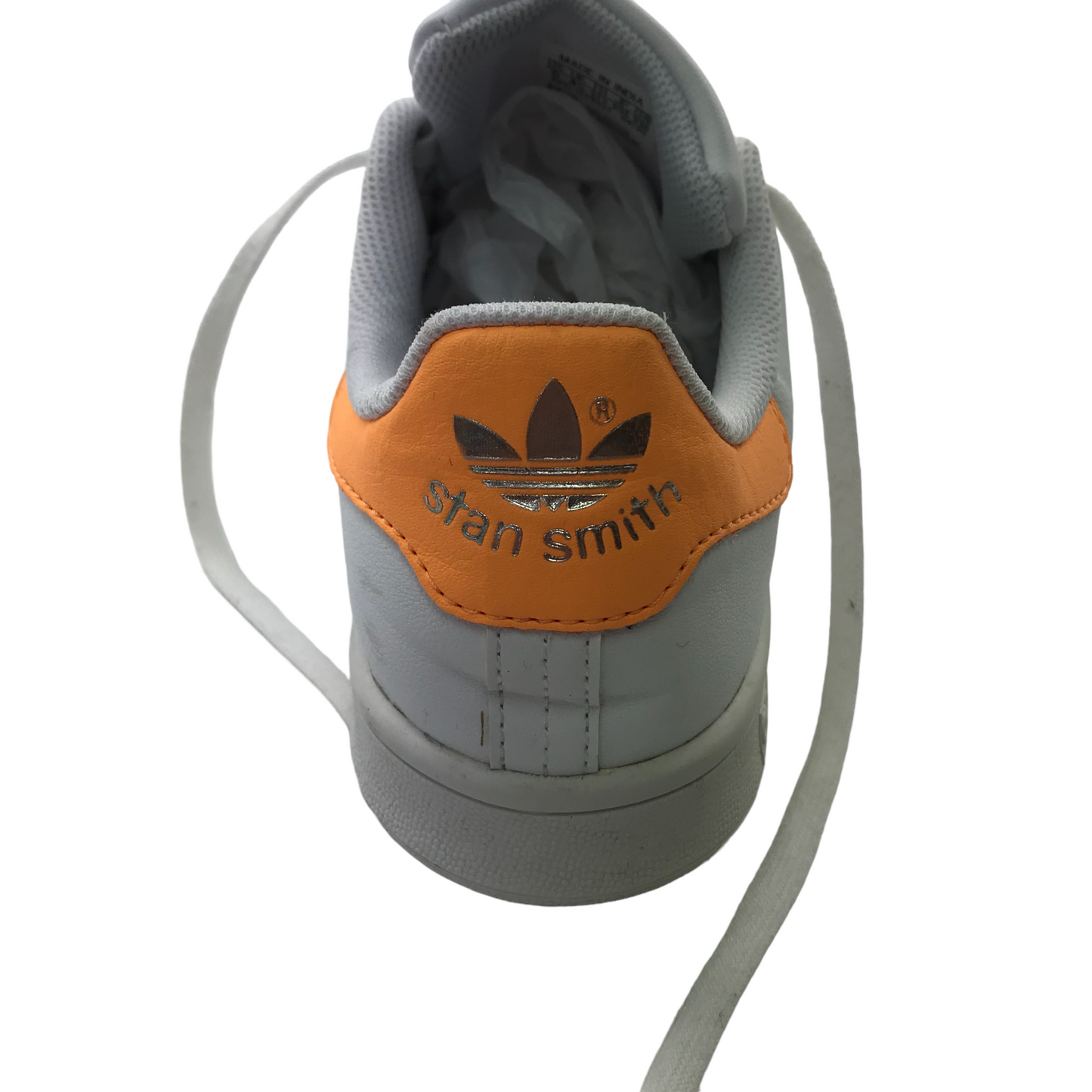 Adidas Stan Smith White and Orange Trainers Shoe Size 4.5