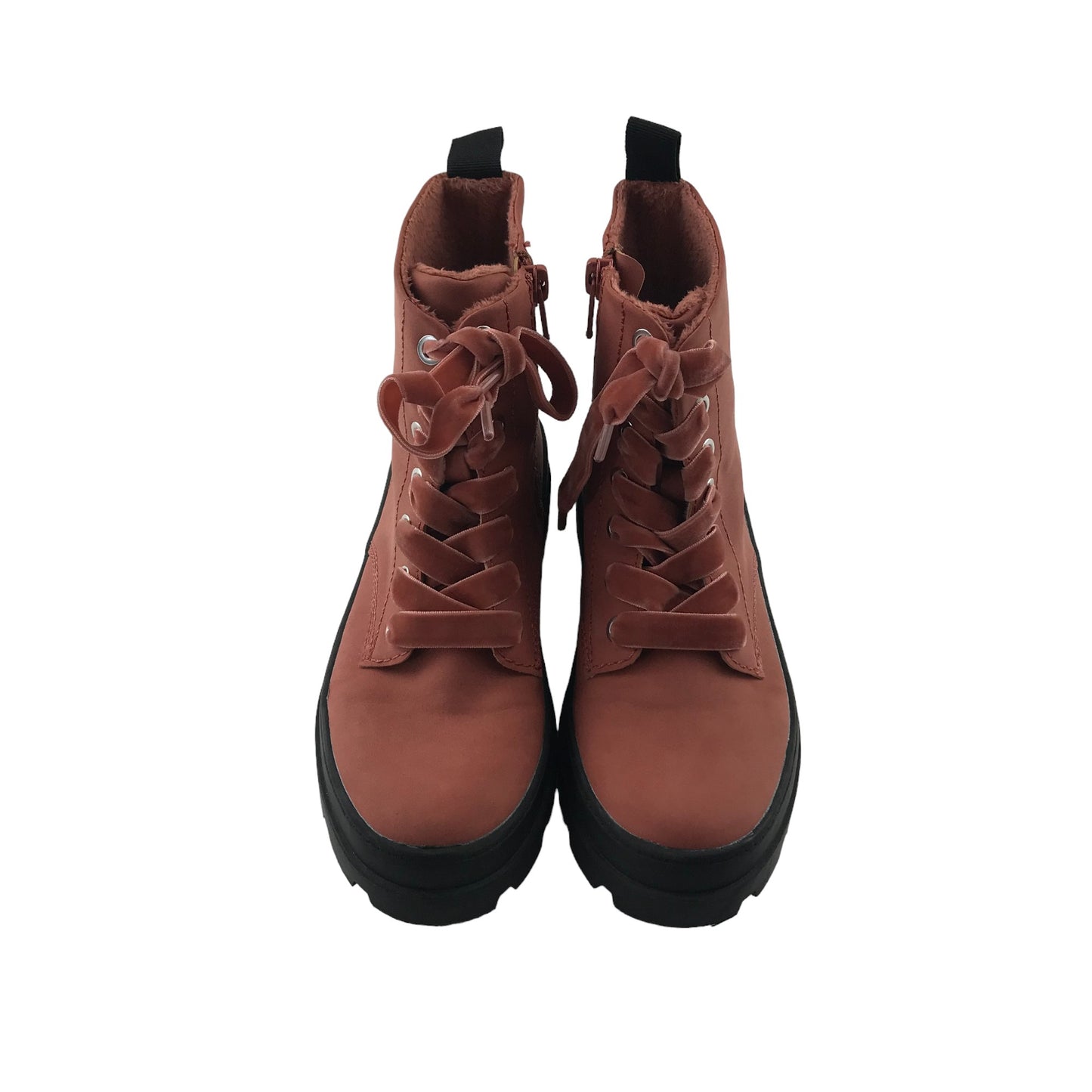 H&M boots shoe size 2 burnt orange ankle boots with velvet laces