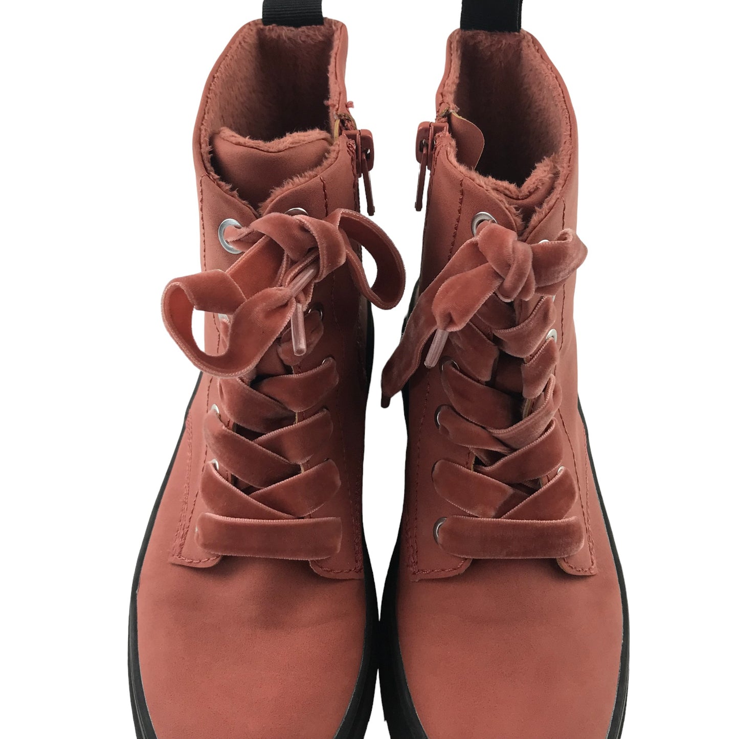 H&M boots shoe size 2 burnt orange ankle boots with velvet laces