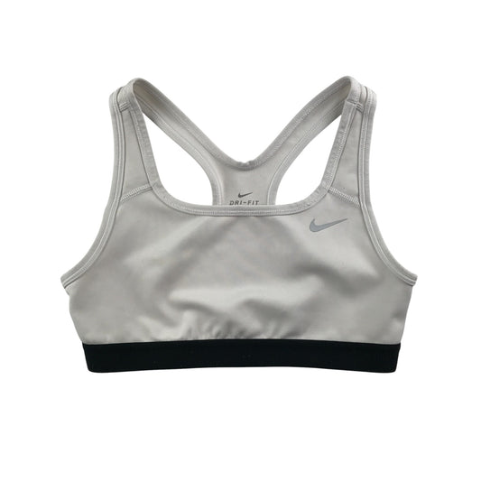 Nike sport bra 9-10 years white with black elasticated under band