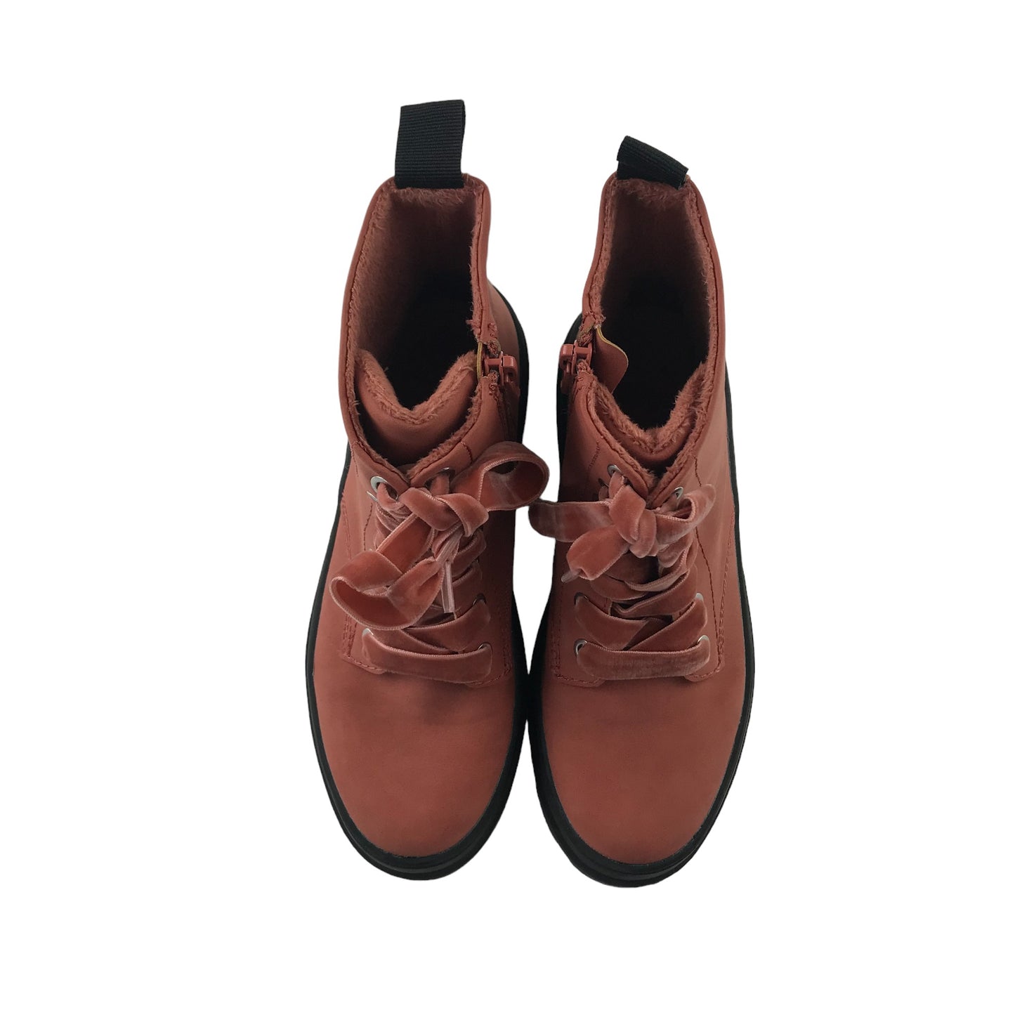 H&M boots shoe size 2 burnt orange ankle boots with velvet laces