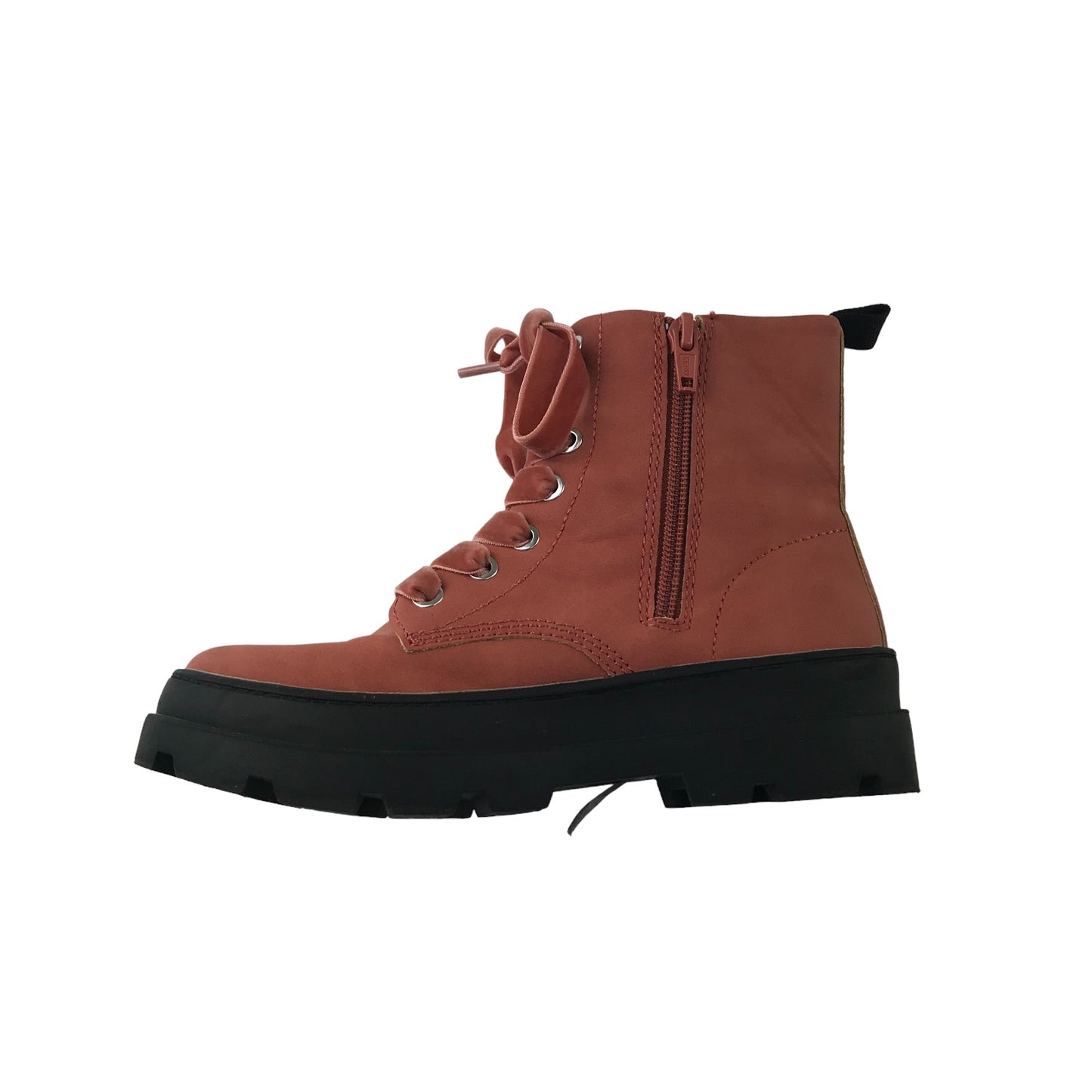 H&M boots shoe size 2 burnt orange ankle boots with velvet laces