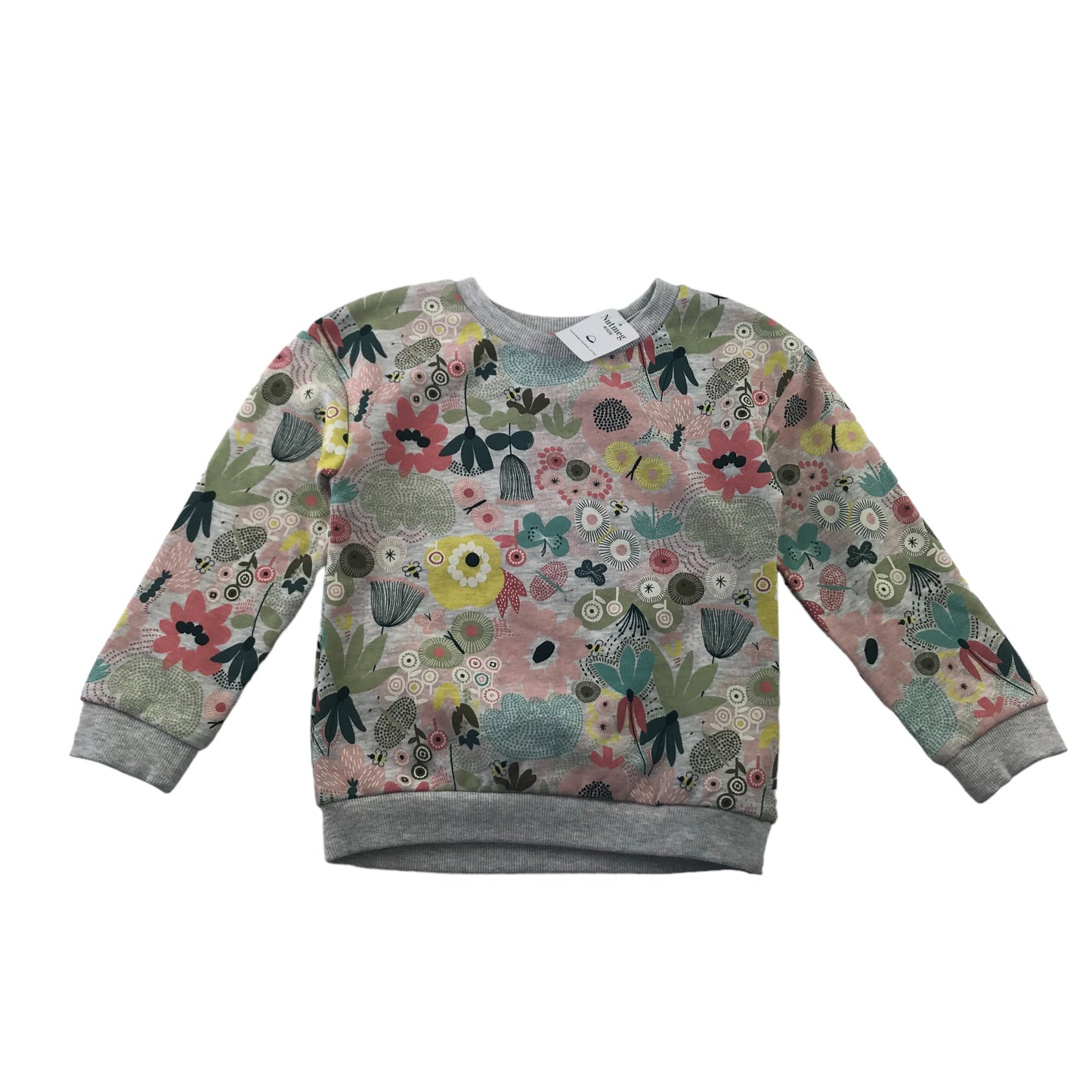 Nutmeg sweater bundle 5-6 years grey floral and white rainbows