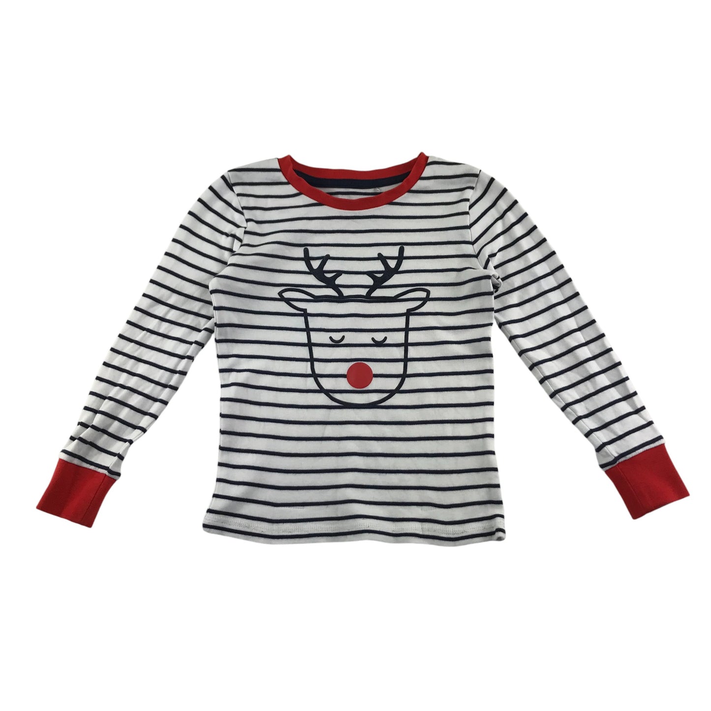 George festive pyjama set 5-6 years white and navy stripy Rudolph cotton