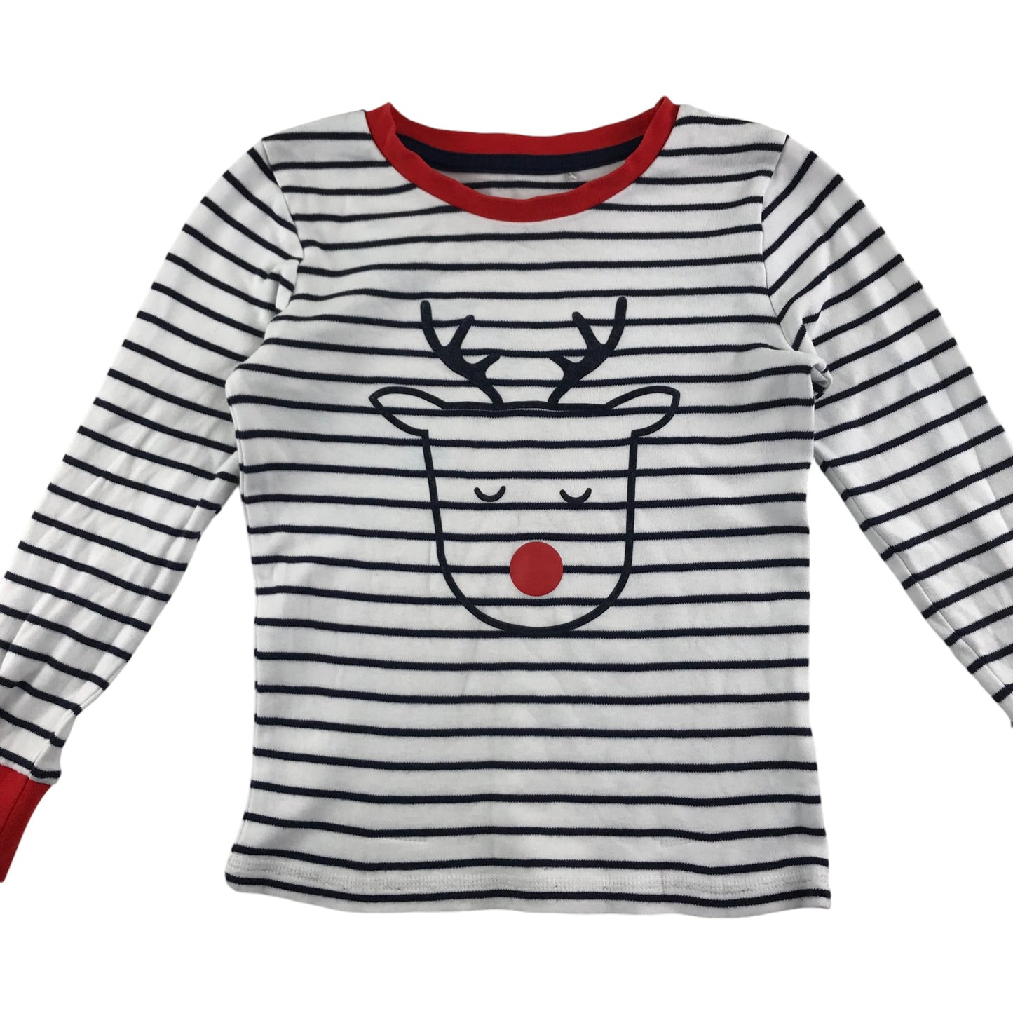 George festive pyjama set 5-6 years white and navy stripy Rudolph cotton