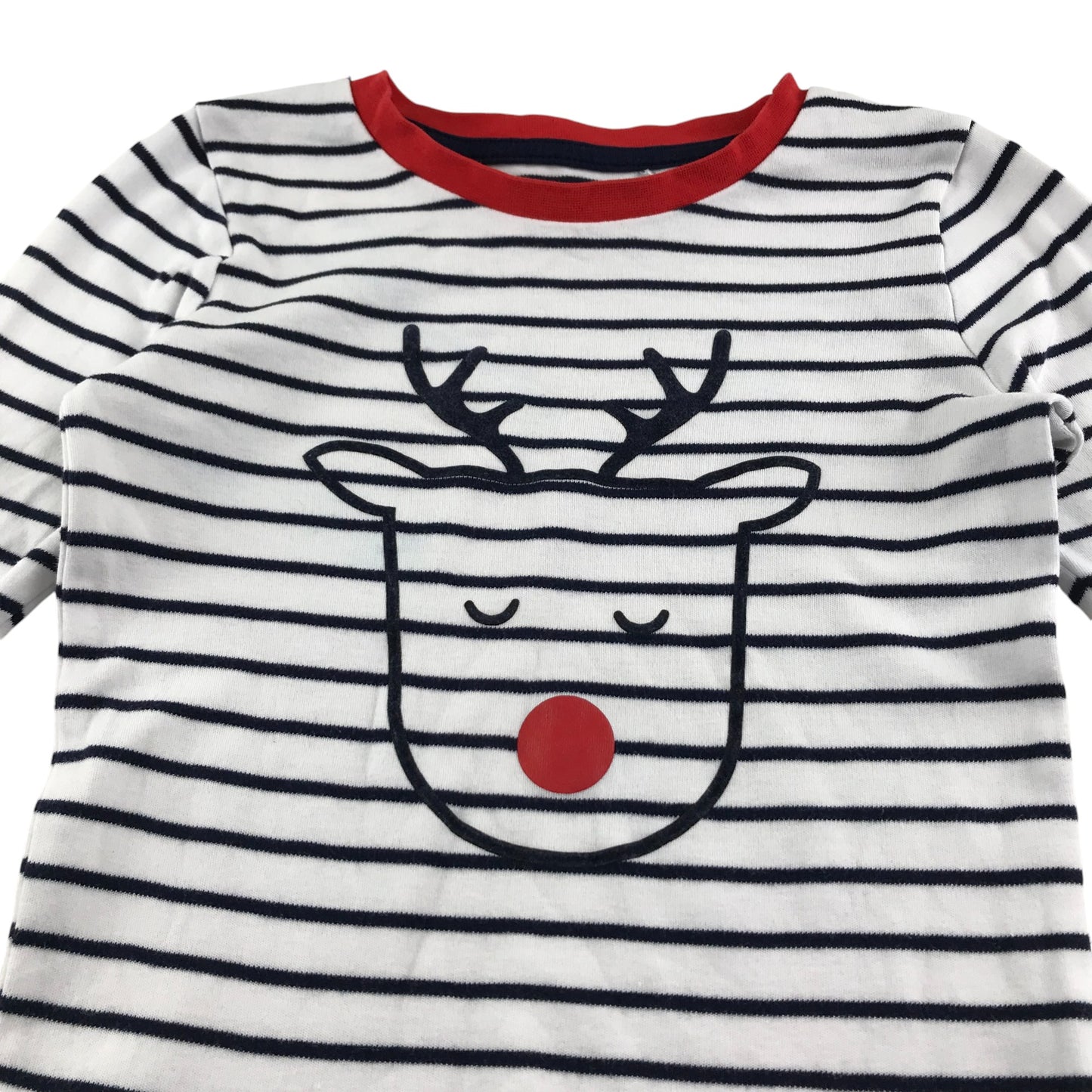 George festive pyjama set 5-6 years white and navy stripy Rudolph cotton