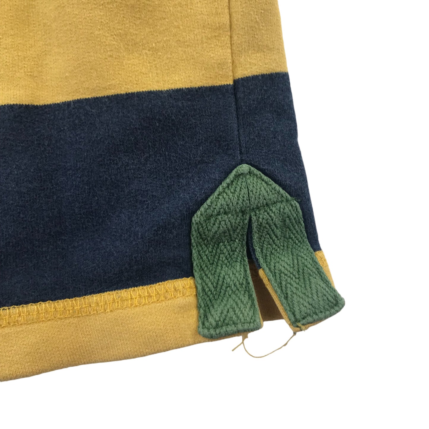 Joules sweater 5 years yellow and navy stripy with half zipper green rabbit logo