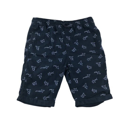 Tu shorts 10-11 years navy shark graphic outline print cotton