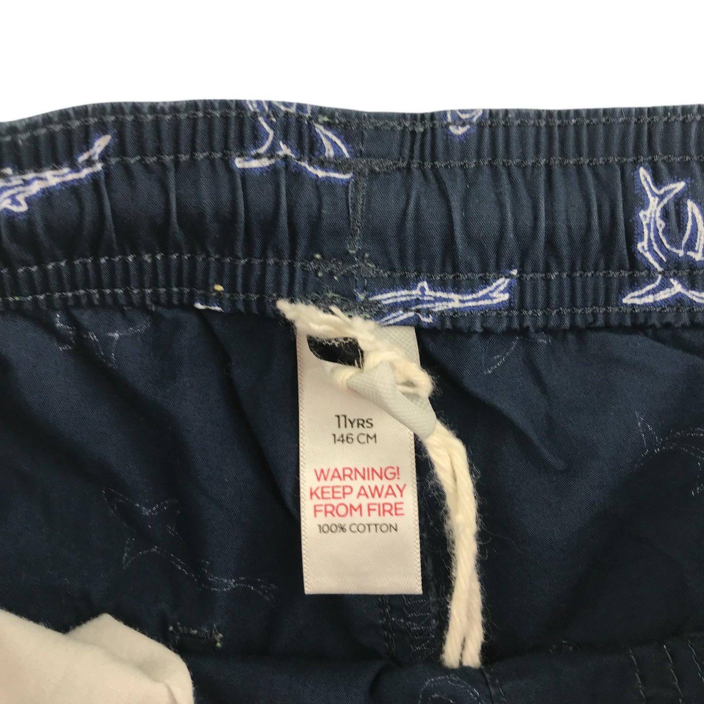 Tu shorts 10-11 years navy shark graphic outline print cotton