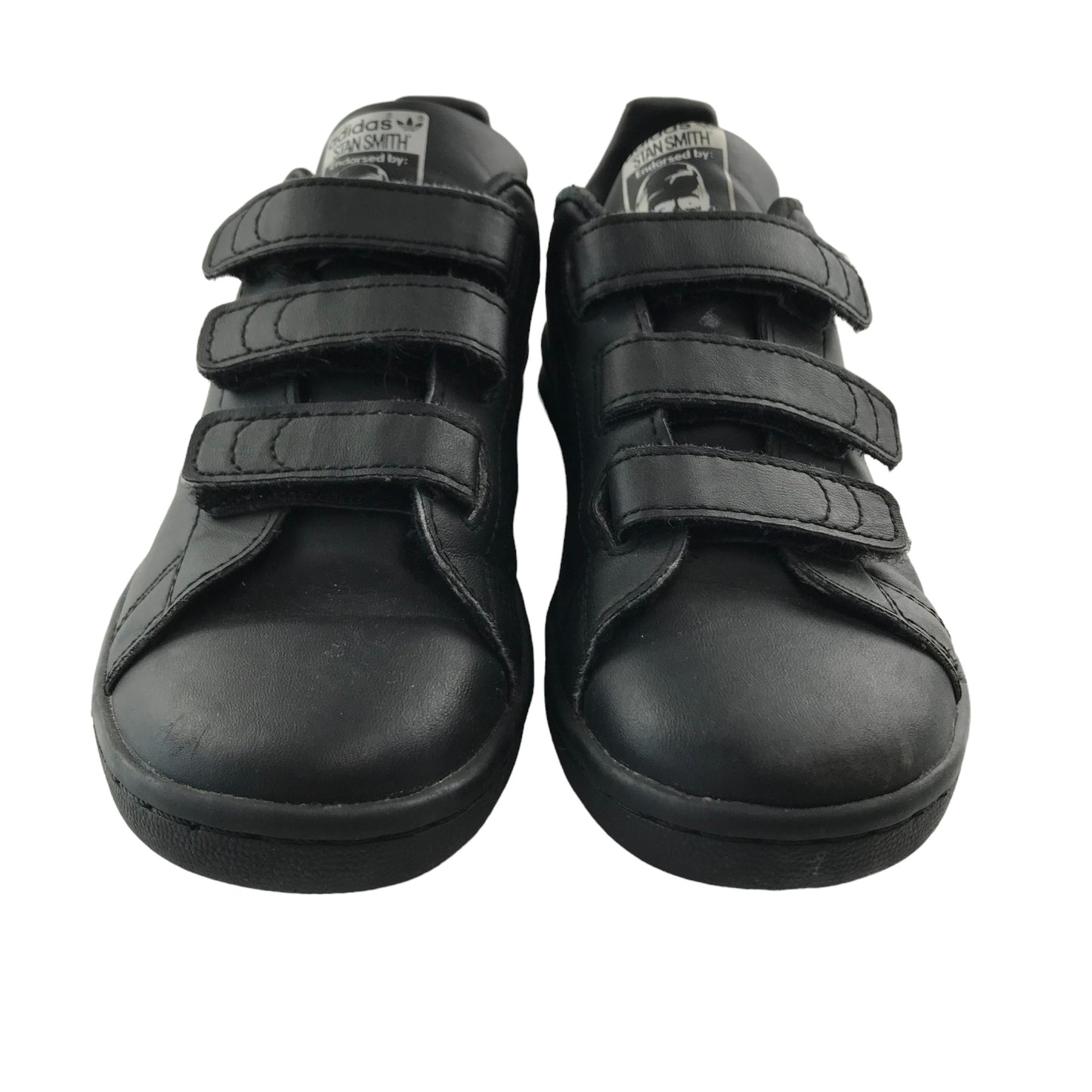 Adidas Stan Smith Trainers Shoe Size 13K Junior Black with Straps