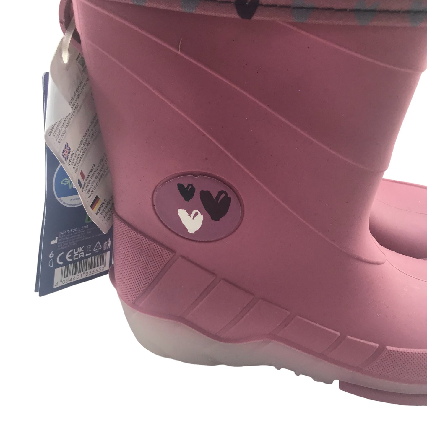 Lupilu wellies shoe size 12-13 junior pink flashing soles warm layered