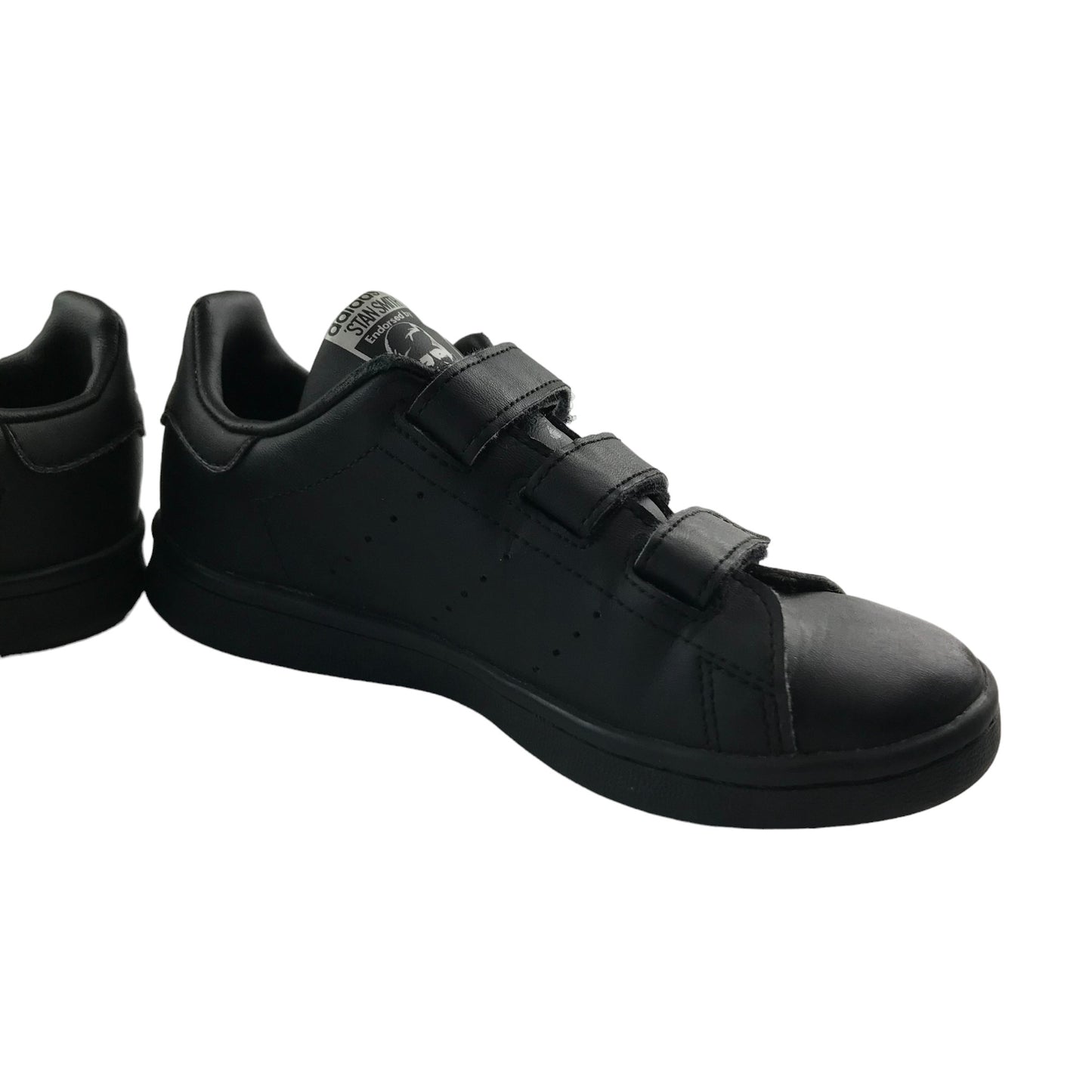 Adidas Stan Smith Trainers Shoe Size 13K Junior Black with Straps
