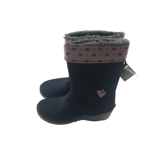 Lupilu wellies shoe size 12-13 junior navy flashing soles warm layered