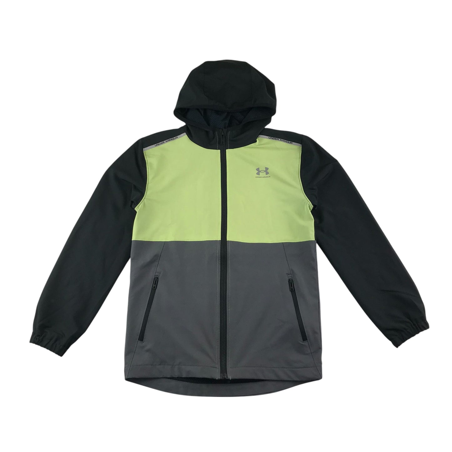 Under Armour sport jacket 12-13 years grey yellow and black panelled light sporty windbreaker