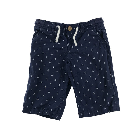 M&S shorts 4-5 years navy sea anchor graphic print cotton