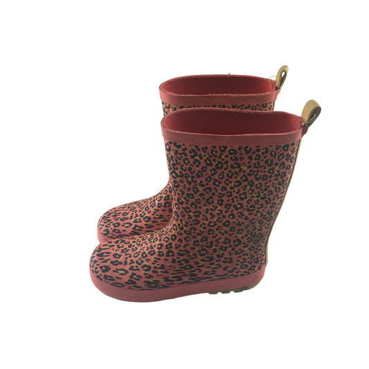 Tu wellies shoe size 1 pink leopard spots print pattern