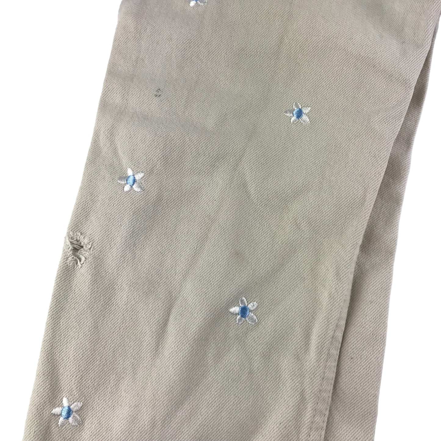 M&S Trousers Age 13 Cream Floral Embroidered