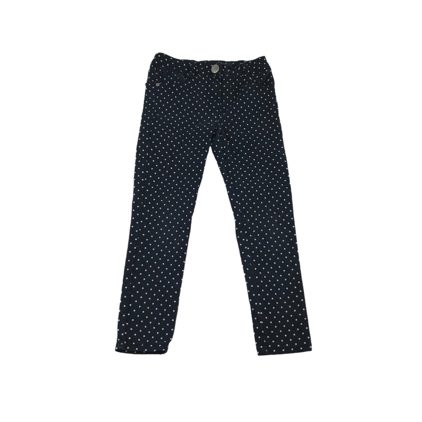 Matalan Trousers Age 8 Navy Spotty Polka Dot