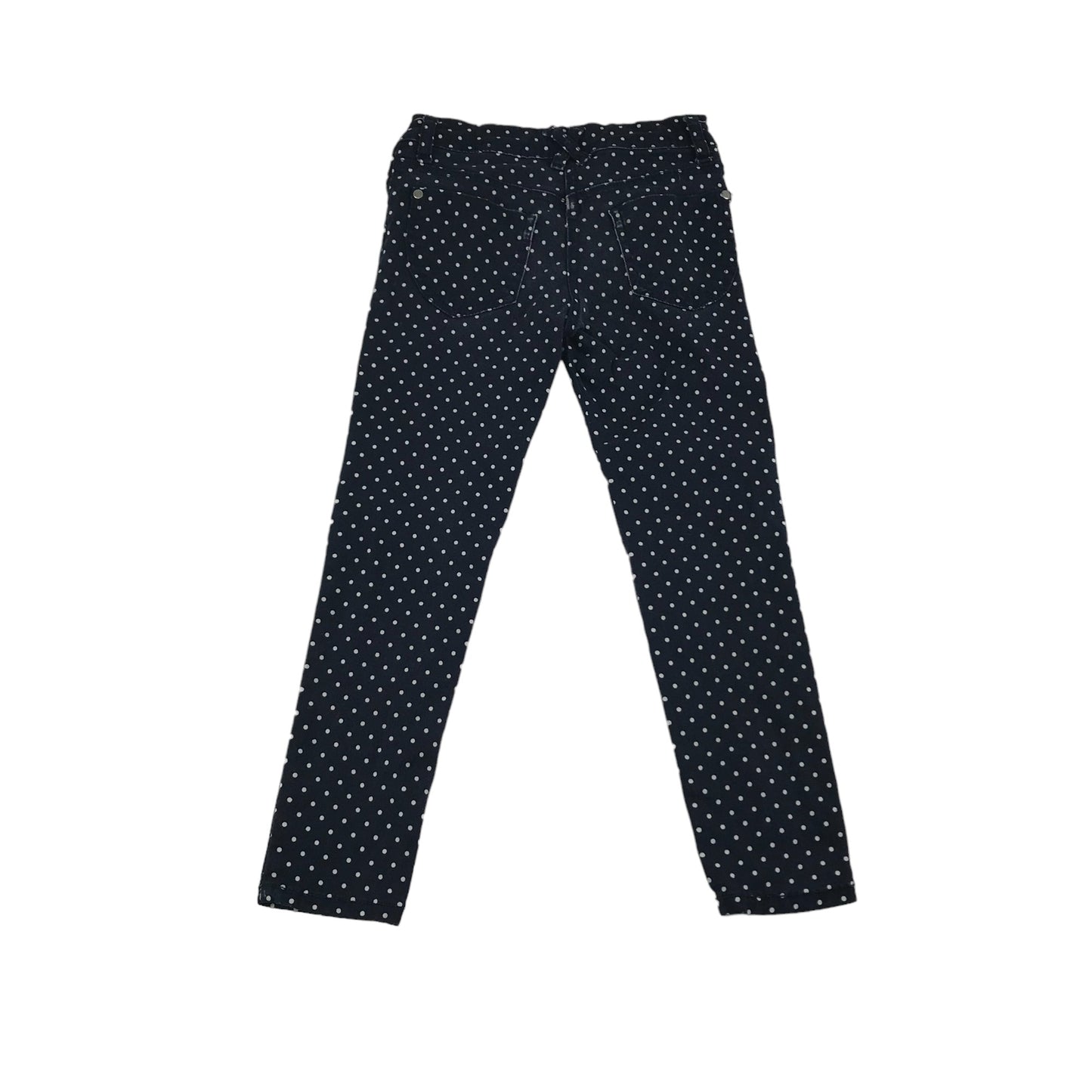 Matalan Trousers Age 8 Navy Spotty Polka Dot