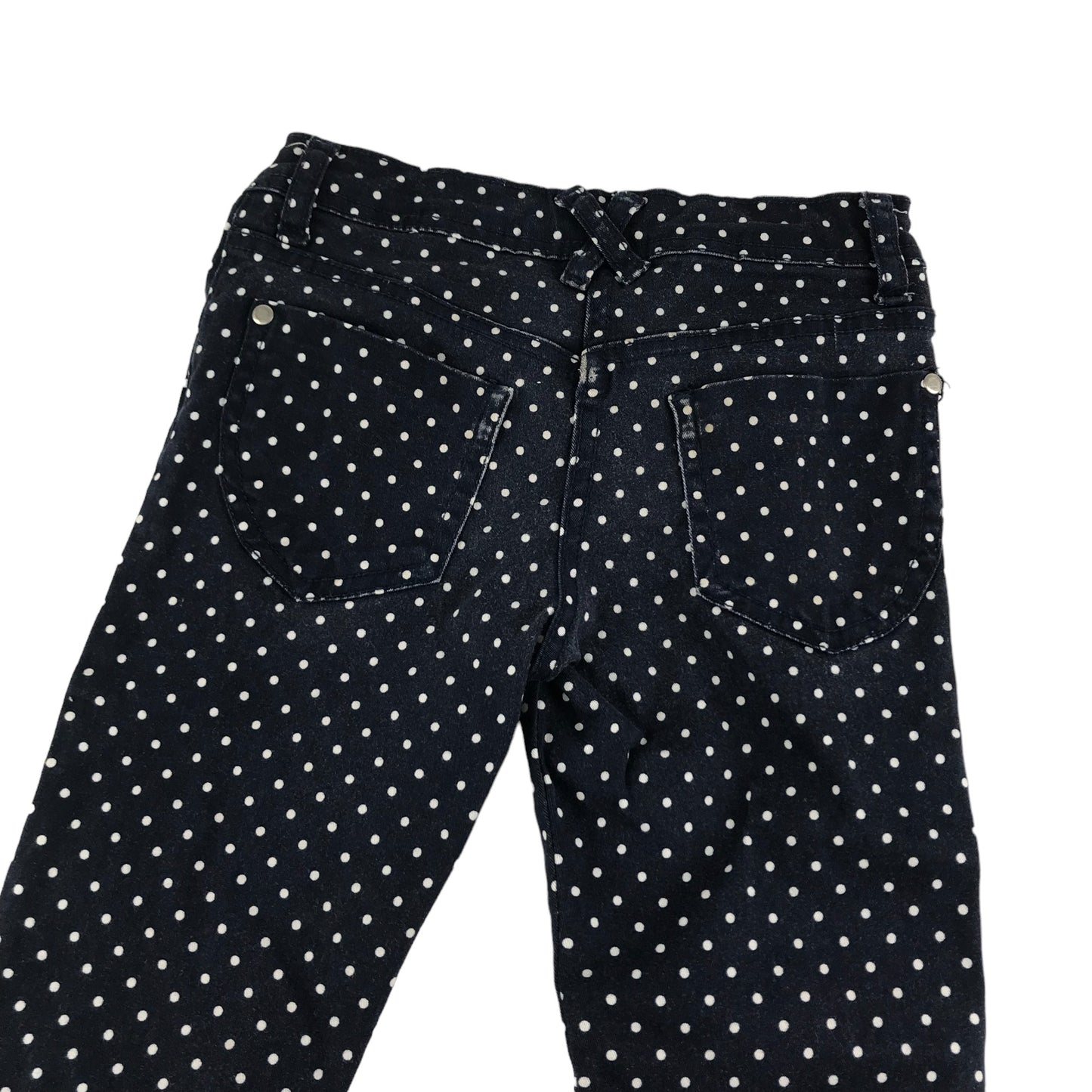 Matalan Trousers Age 8 Navy Spotty Polka Dot