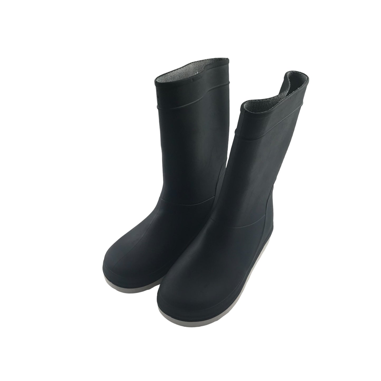 Decathlon wellies shoe size 13.5 junior black plain with white soles