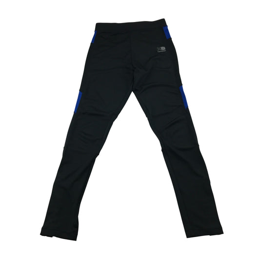 Karrimor sport leggings 9-10 year black with blue detailing and logo