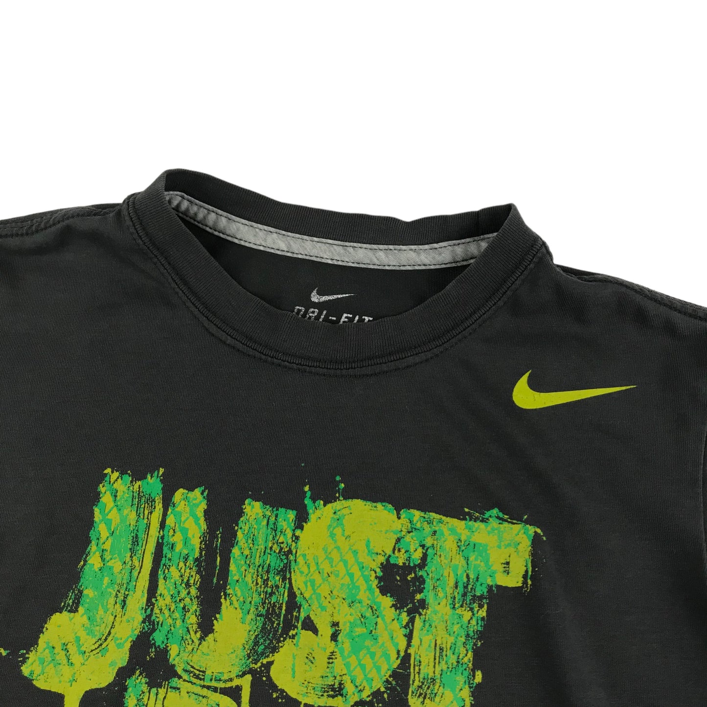 Nike T-shirt Age 10 Grey Yellow Green Watercolour Logo