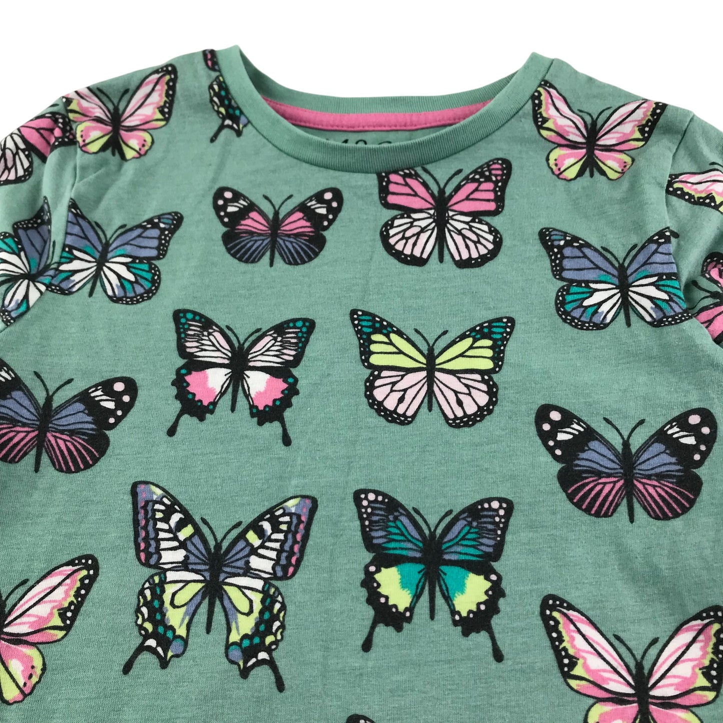 M&S pyjama set 7-8 years green butterfly print pattern long sleeve