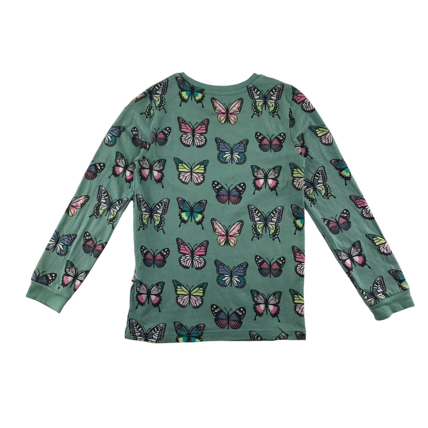 M&S pyjama set 7-8 years green butterfly print pattern long sleeve