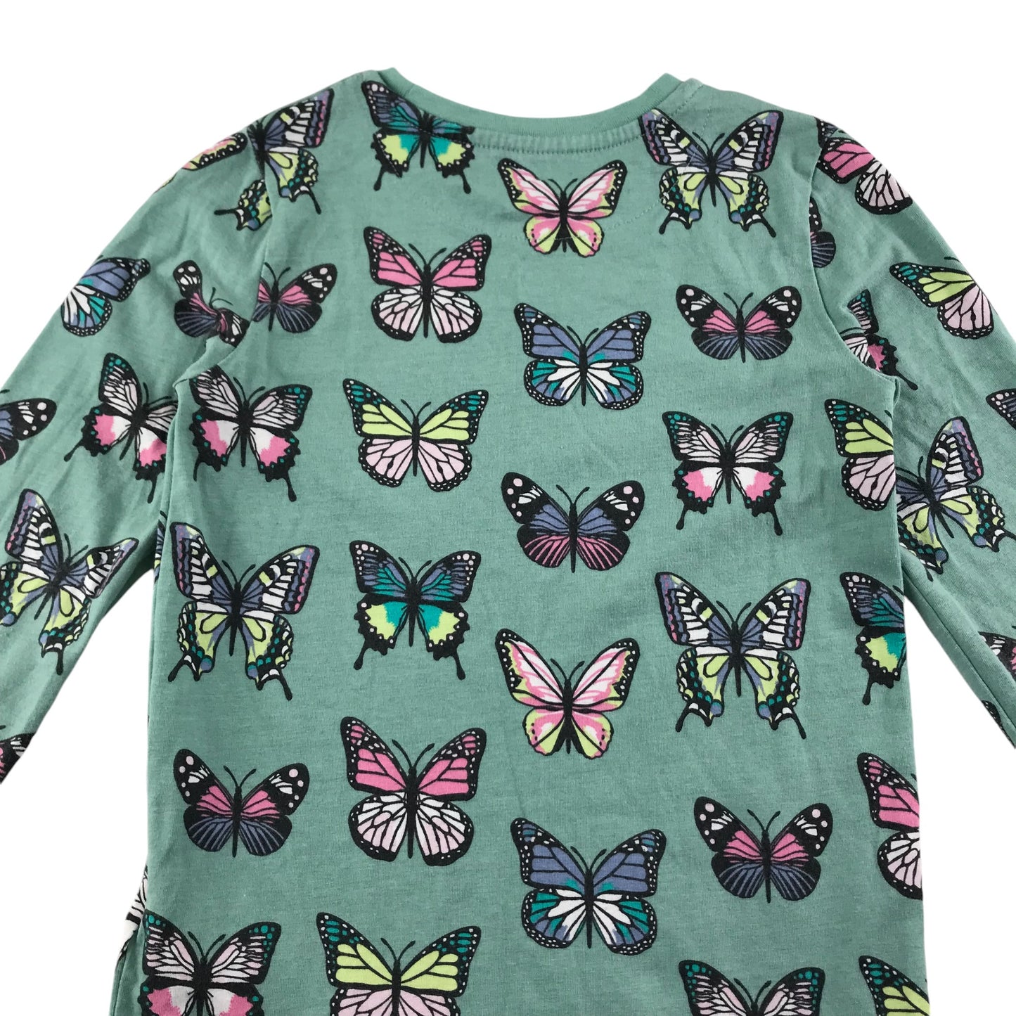 M&S pyjama set 7-8 years green butterfly print pattern long sleeve