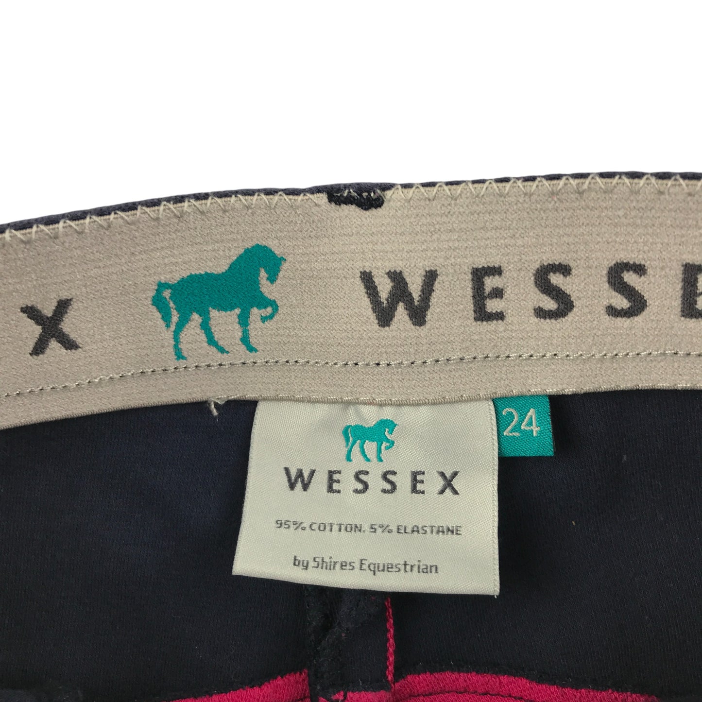 Wessex trouser 24 navy and pink equestrian design