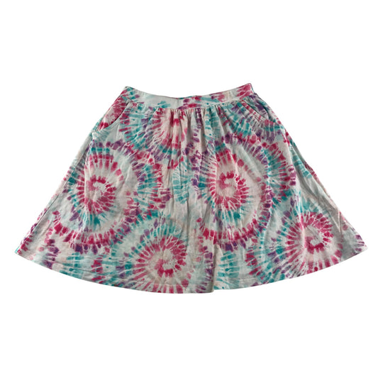 Lands End skort 10-11 years light blue and pink colourful swirly graphic design cotton