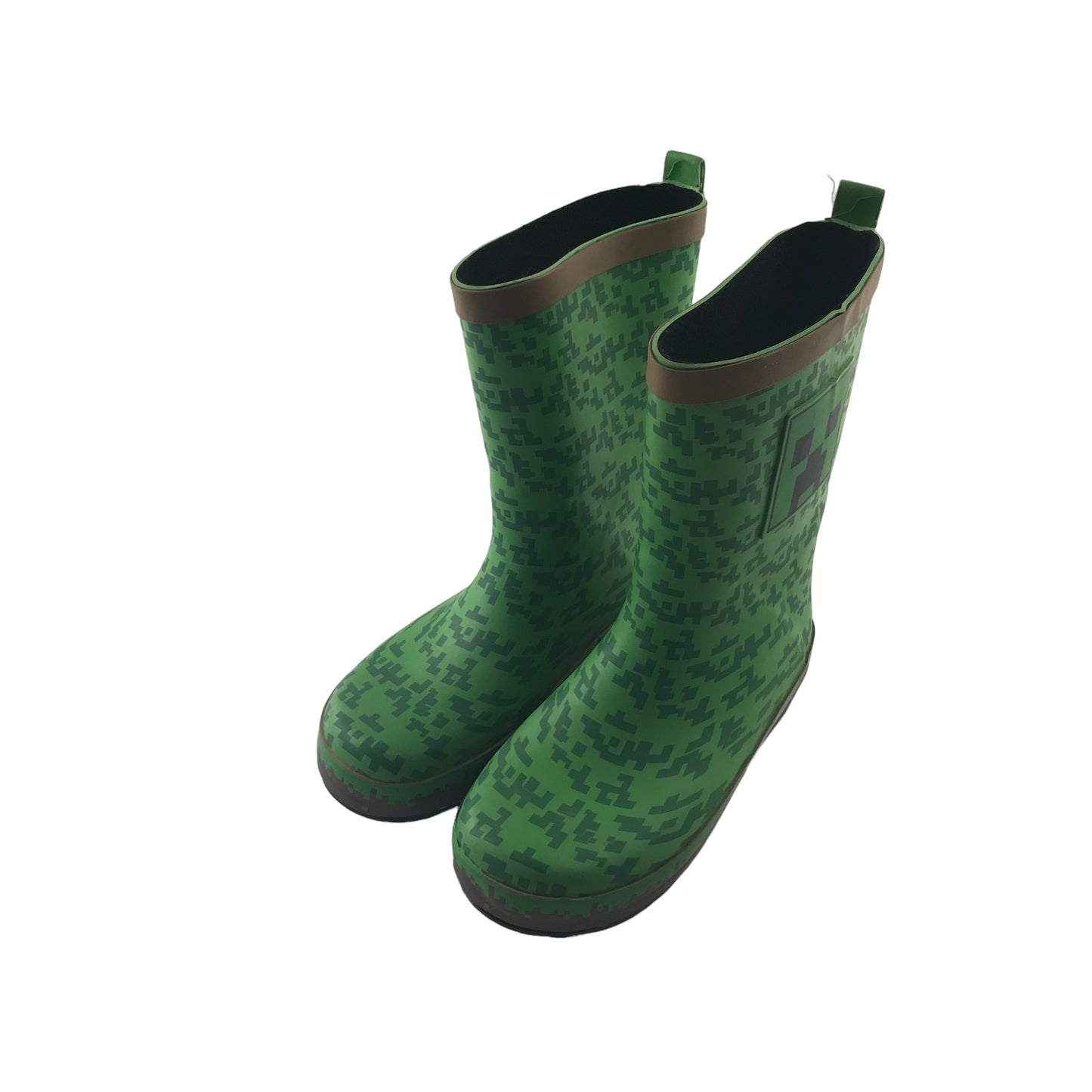 Wellies shoe size 1 green Minecraft print