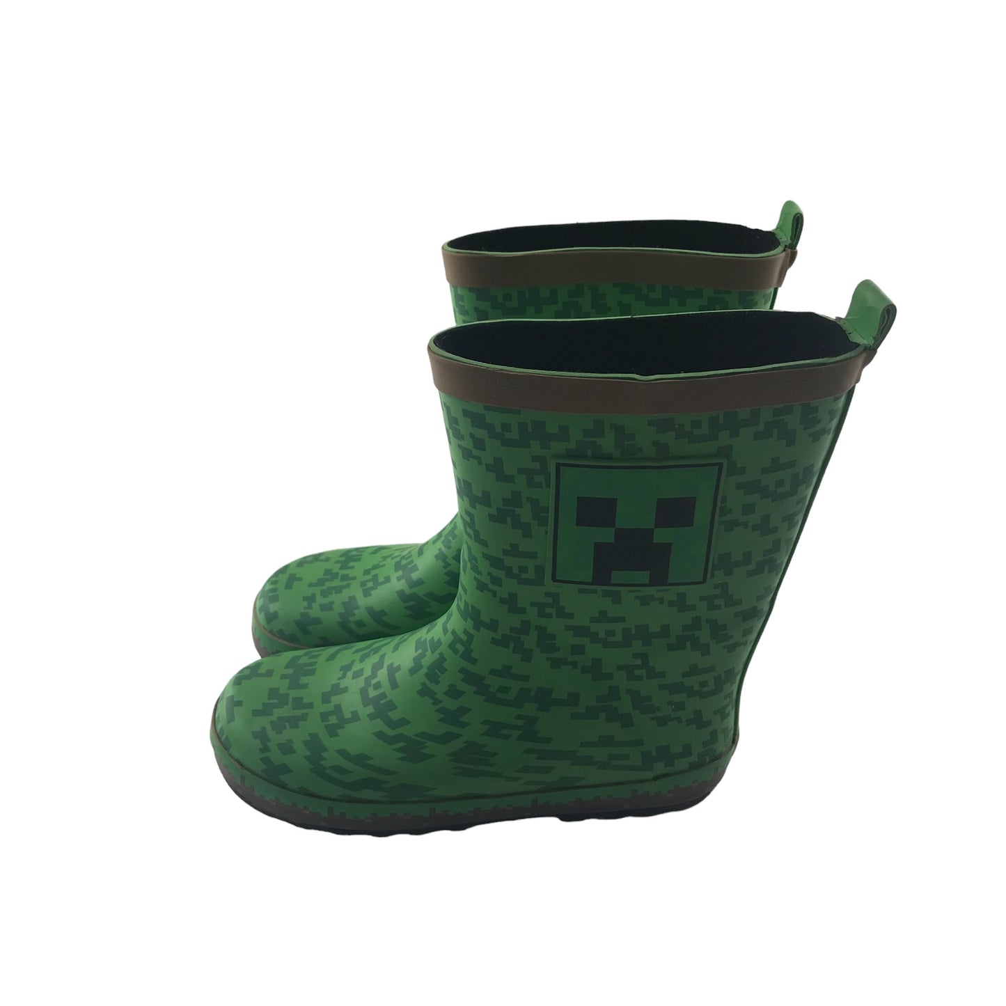 Wellies shoe size 1 green Minecraft print