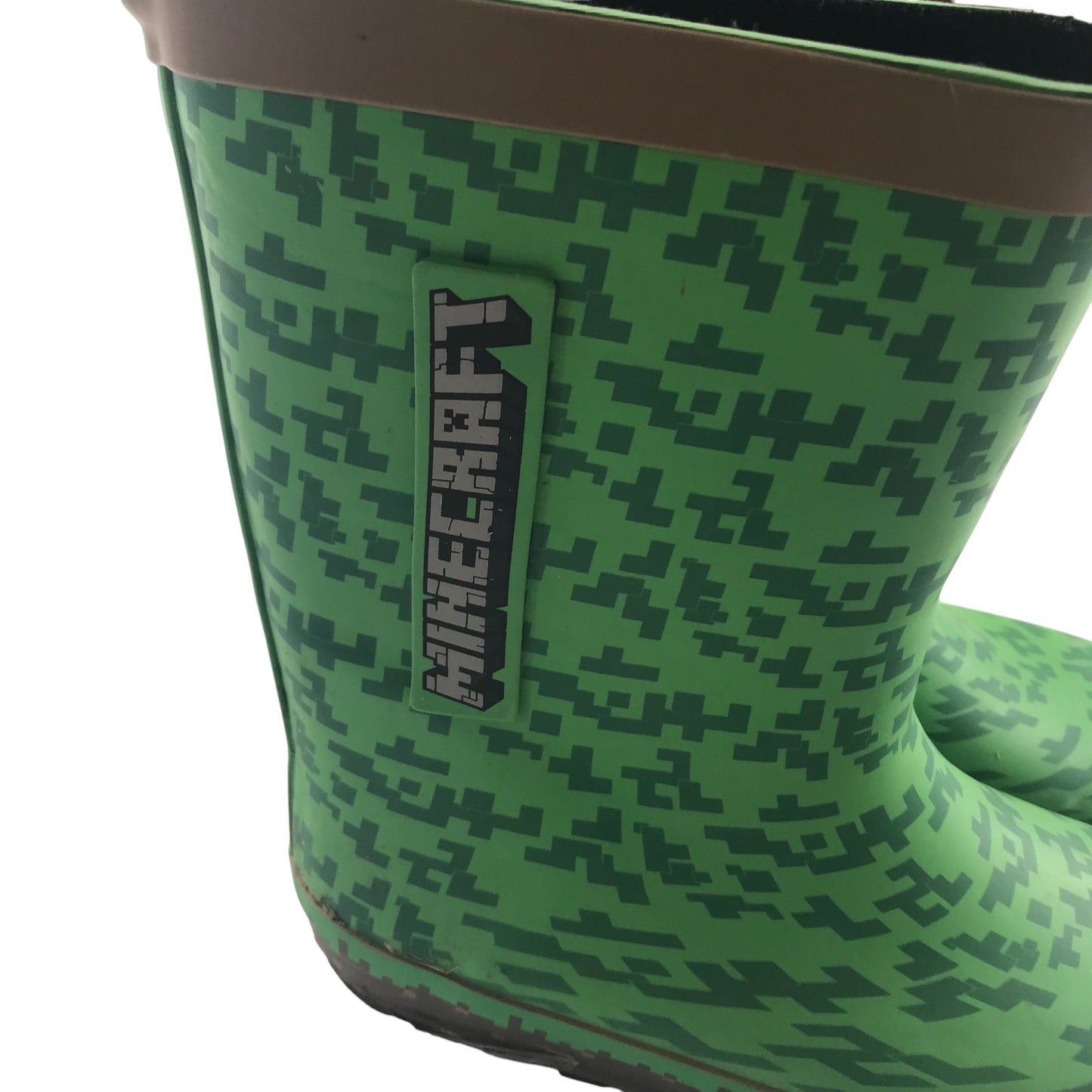 Wellies shoe size 1 green Minecraft print