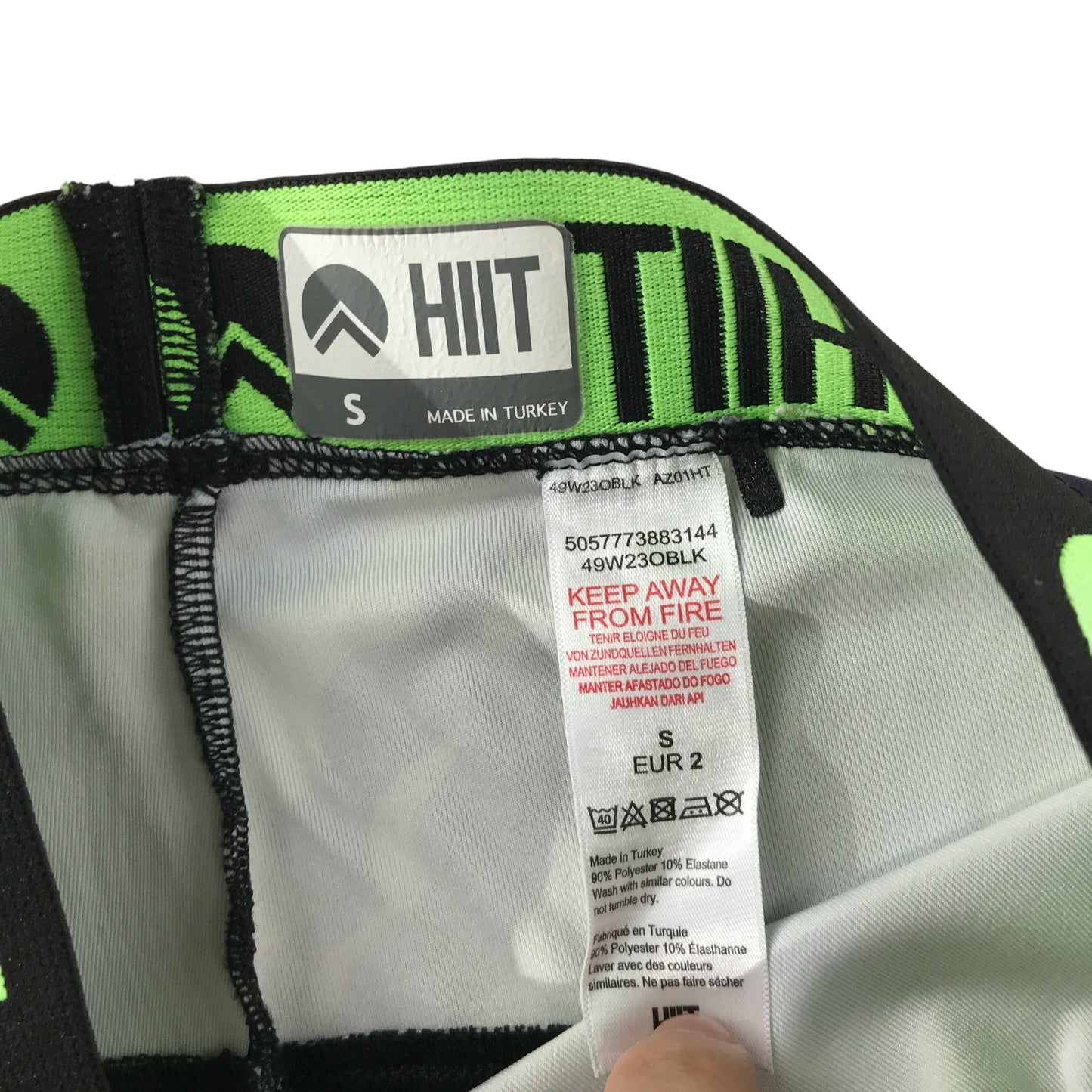 HIIT sport leggings women's S black with graphic design branded elasticated waistband