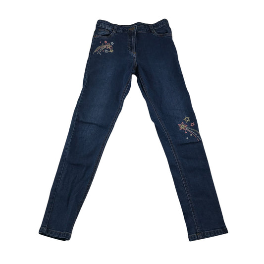 M&Co jeans 11-12 years blue skinny embroidered shooting stars