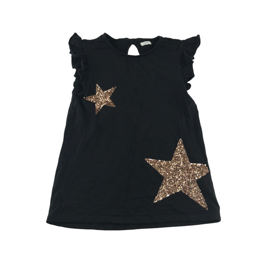 Next blouse 10-11 years black plain with sequin stars cotton