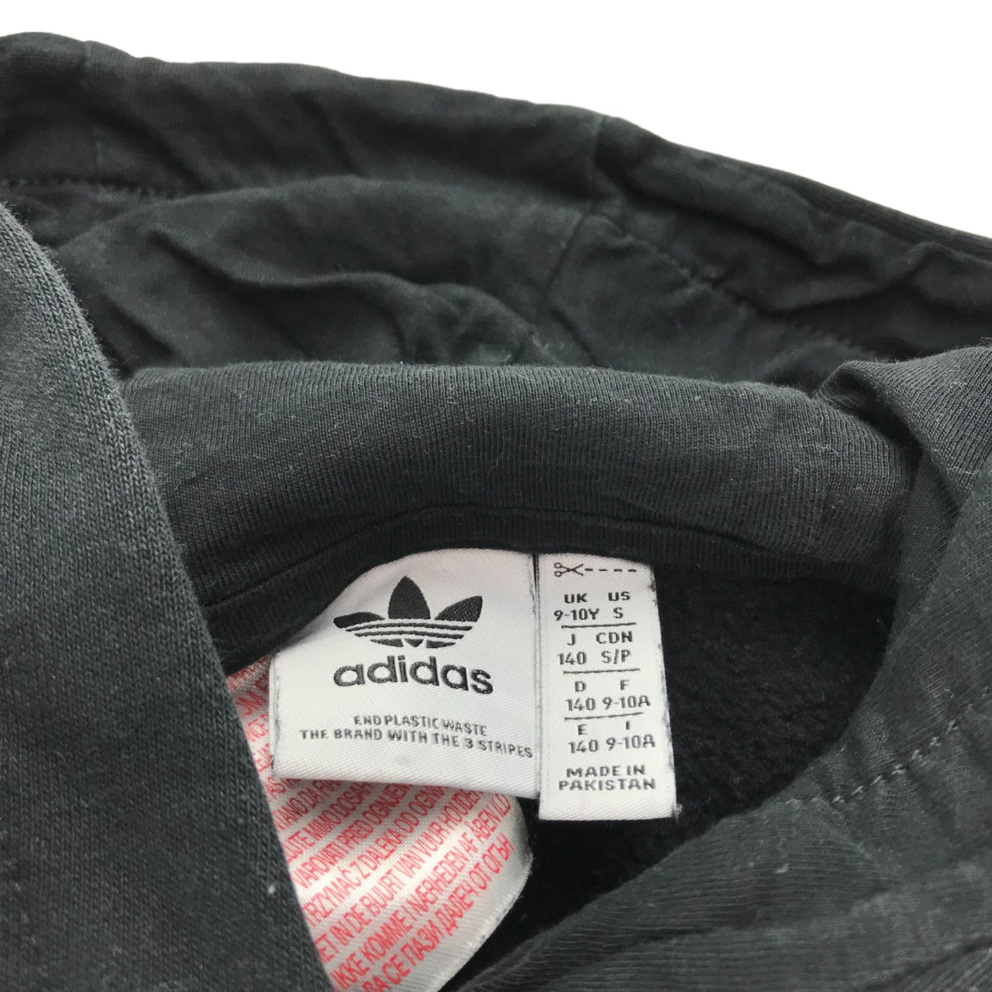 Adidas Hoodie Age 9 Black with Pink Triple Logo and Sleeve Stripes
