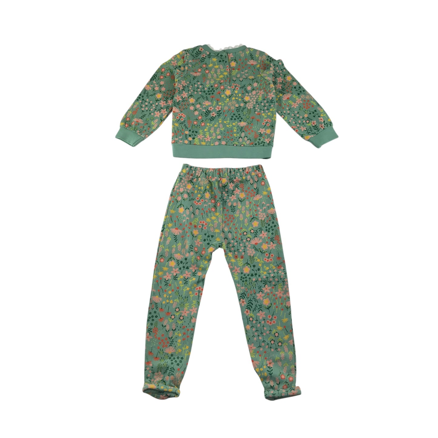 Mothercare sweater and joggers set 5-6 years green floral jerseys cotton