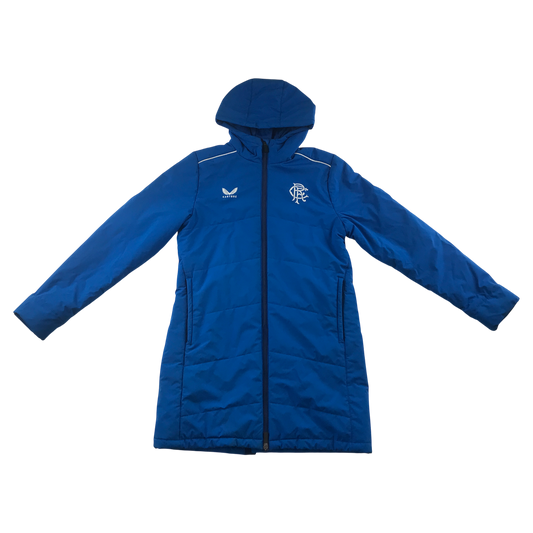 Castore Rangers 14-15 Years Long Padded Jacket Blue with White Logo