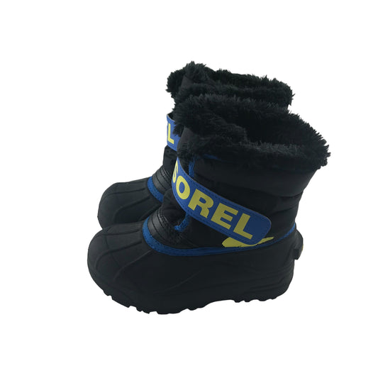 Sorel winter boots shoe size 11 junior black and blue warm lined snow boots