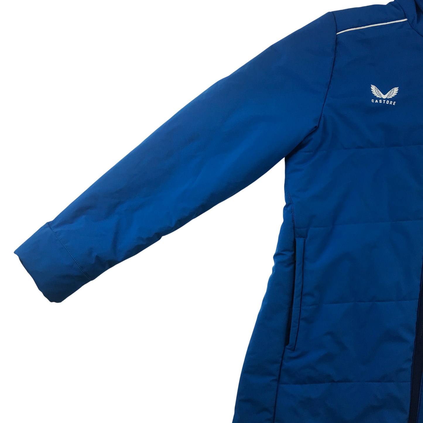 Castore Rangers 14-15 Years Long Padded Jacket Blue with White Logo
