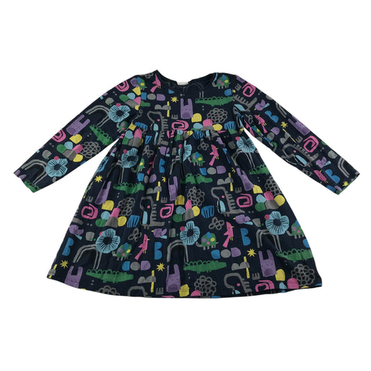 Next dress 4-5 years multicolour blue graphic animals print cotton