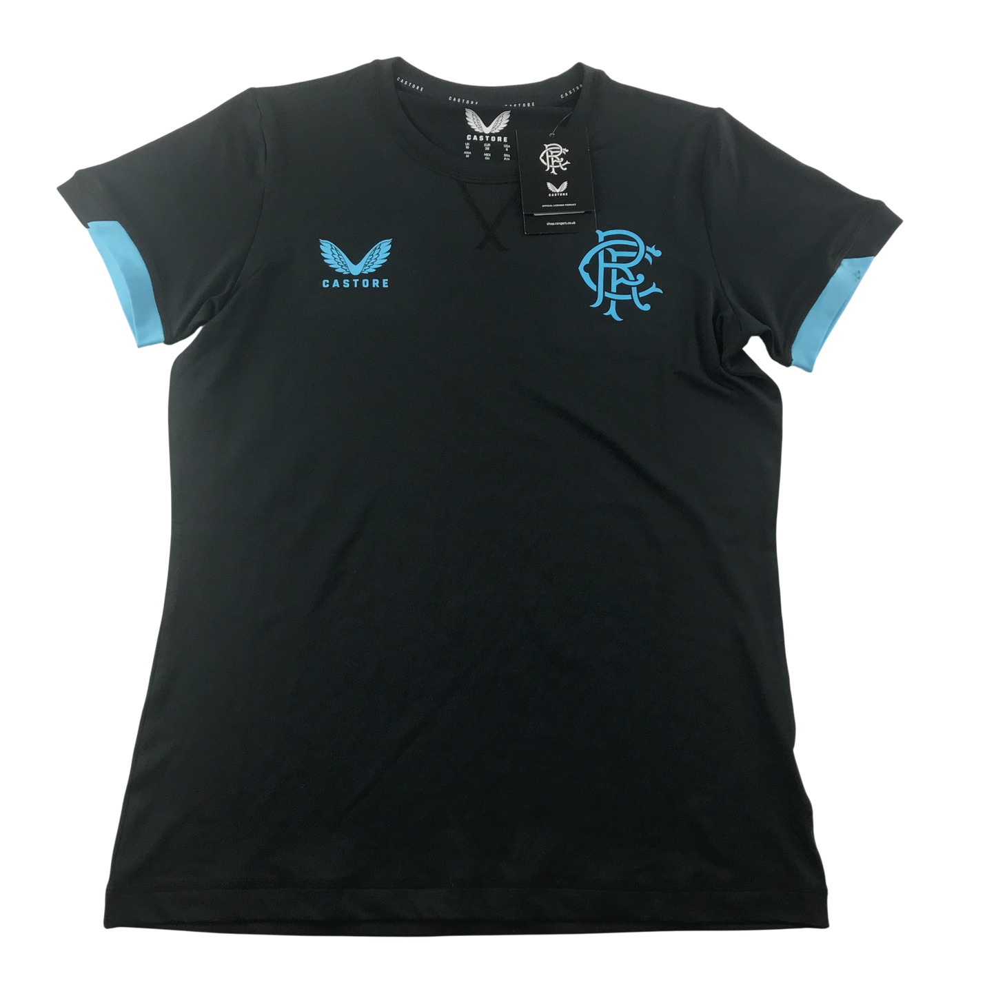 Castore Rangers Black Sports T-shirt with Blue Logo