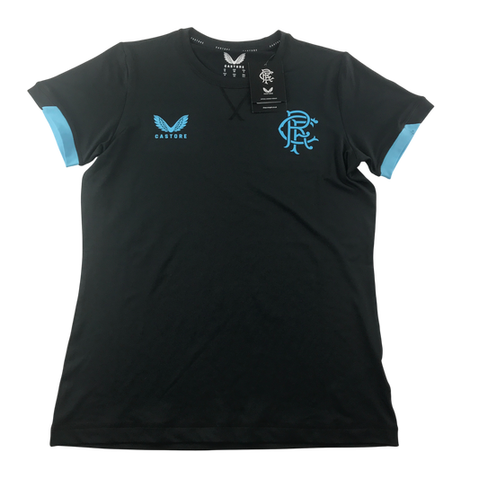 Castore Rangers Black Sports T-shirt with Blue Logo