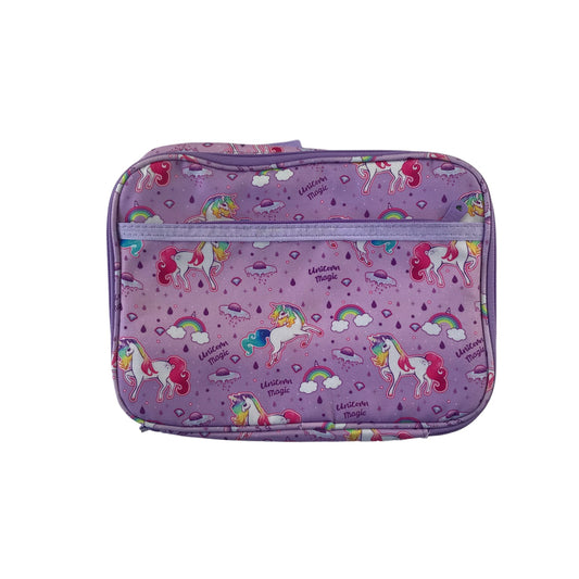 Unicorn Lunch Bag lilac printed Unicorn Magic stars and rainbows