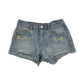M&S shorts 8-9 years blue floral embroidery Demin ripped hem cotton